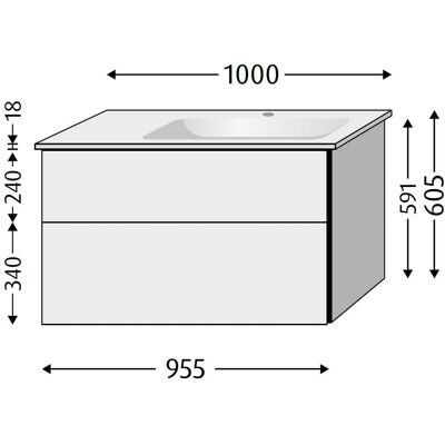 Sanipa - Venticello 100 cm - 2 Auszüge - Waschtisch Sanipa - Venticello 100 cm - 2 Auszüge - Waschtisch