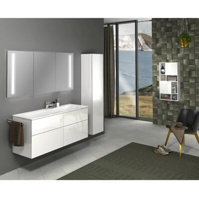 Sanipa - 3way Glas-Set Glas-Waschtisch und Unterbau mit 4 Auszügen - 131,5 cm - Schwarz-Matt - Bathroom vanity set Sanipa - 3way Glas-Set Glas-Waschtisch und Unterbau mit 4 Auszügen - 131,5 cm - Schwarz-Matt - Bathroom vanity set