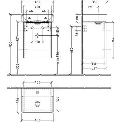 Sanipa - UM42548 - Dura Square - Eiche-Nordic - Waschtischunterbau Sanipa - UM42548 - Dura Square - Eiche-Nordic - Waschtischunterbau