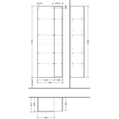 Sanipa - 3way Stauraumschrank 60 cm - 1 Tür Anschlag links - Push to open - 1 offenes Fach Sanipa - 3way Stauraumschrank 60 cm - 1 Tür Anschlag links - Push to open - 1 offenes Fach