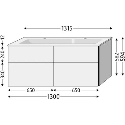 Sanipa - 3way Glas-Doppelwaschtisch - Eiche - Badezimmerwaschtisch Sanipa - 3way Glas-Doppelwaschtisch - Eiche - Badezimmerwaschtisch
