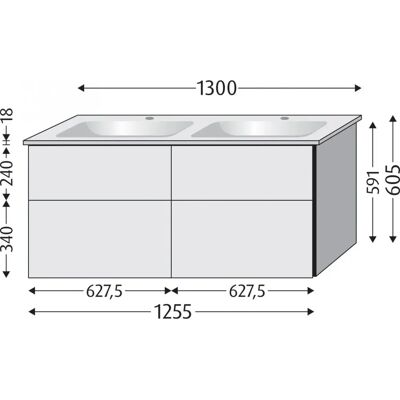 Sanipa Venticello 130 cm - 3-Wege Waschtischunterbau mit 4 Schubladen Sanipa Venticello 130 cm - 3-Wege Waschtischunterbau mit 4 Schubladen