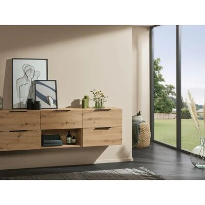 Sanipa 4balance Badezimmerschrank - Eiche-Nebraska - 80cm - Anbauschrank mit Schublade & offenem Fach Sanipa 4balance Badezimmerschrank - Eiche-Nebraska - 80cm - Anbauschrank mit Schublade & offenem Fach