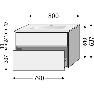 Sanipa Twiga Keramik-Set mit 2 Schubladen - Badezimmer-Set Sanipa Twiga Keramik-Set mit 2 Schubladen - Badezimmer-Set