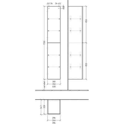 Sanipa 3way Hochschrank 35cm, 2 Türen, Anschlag rechts - Badmöbel Sanipa 3way Hochschrank 35cm, 2 Türen, Anschlag rechts - Badmöbel