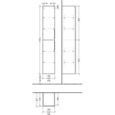 Sanipa 3way Hochschrank 40cm, 2 Türen, links Anschlag, Aufsatzgriff Sanipa 3way Hochschrank 40cm, 2 Türen, links Anschlag, Aufsatzgriff