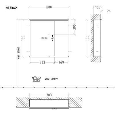 Sanipa Reflection Aluminium-Wandeinbau-Spiegelschrank WIM 80 mit LED-Beleuchtung Sanipa Reflection Aluminium-Wandeinbau-Spiegelschrank WIM 80 mit LED-Beleuchtung
