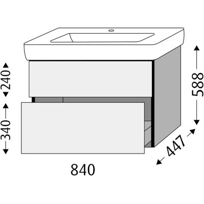 Sanipa - SP8801U - Kaschmir-Matt - 2 Auszüge - Unterbau-Waschtisch Sanipa - SP8801U - Kaschmir-Matt - 2 Auszüge - Unterbau-Waschtisch