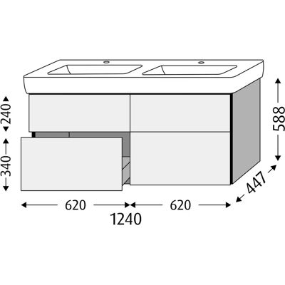 Sanipa - Renova Plan 130cm SP8821R - Unterbau-Waschtisch Sanipa - Renova Plan 130cm SP8821R - Unterbau-Waschtisch