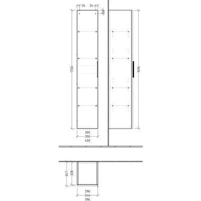 Sanipa Taupe-Matt 3way Hochschrank - Wandspiegelschrank Sanipa Taupe-Matt 3way Hochschrank - Wandspiegelschrank