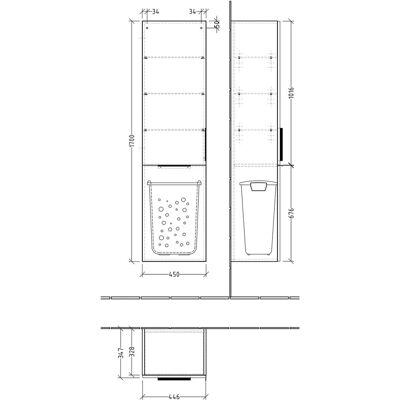 Sanipa - UP1851R - Marine-Matt - 45 cm - Schrank Sanipa - UP1851R - Marine-Matt - 45 cm - Schrank