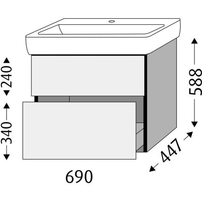 Sanipa - UP8781R - Marine-Matt - 2-Drawer - Vanity cabinet Sanipa - UP8781R - Marine-Matt - 2-Drawer - Vanity cabinet