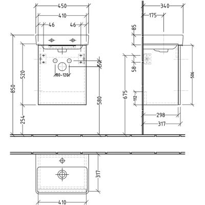 Sanipa - UP7841V - Vulkan-Matt - 1 Tür - Waschtischunterbau Sanipa - UP7841V - Vulkan-Matt - 1 Tür - Waschtischunterbau