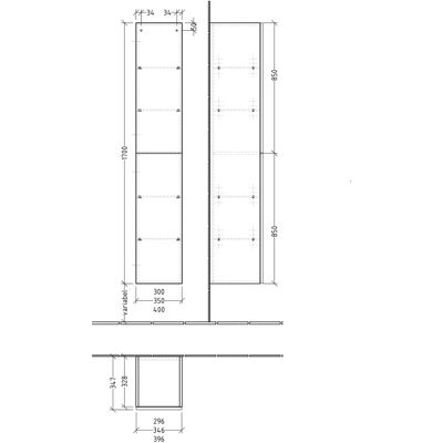 Sanipa - 3way Struktur 40 cm - Push to Open - Wandkasten Sanipa - 3way Struktur 40 cm - Push to Open - Wandkasten