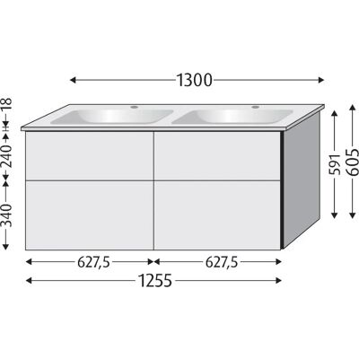 Sanipa - Venticello 130 cm - Keramik-Doppelwaschtisch Sanipa - Venticello 130 cm - Keramik-Doppelwaschtisch