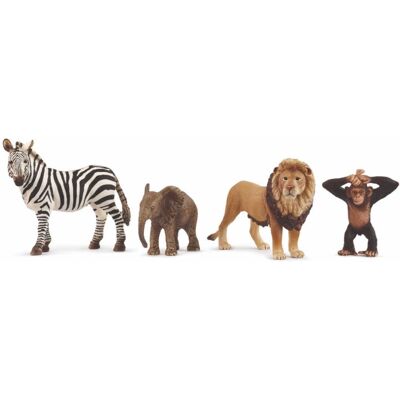 Schleich Afrika Dyresett - Løve, Zebra, Elefant, Sjimpanse - Leketøyfigurer Schleich Afrika Dyresett - Løve, Zebra, Elefant, Sjimpanse - Leketøyfigurer