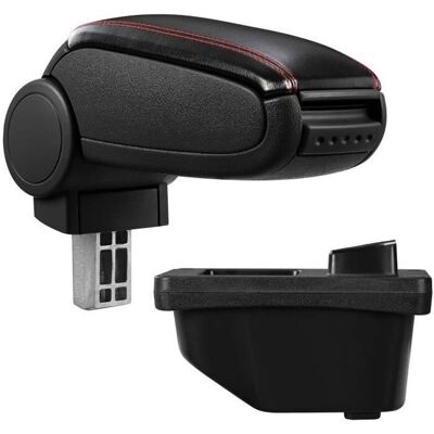 Pro.tec Peugeot 308 I Mittelarmlehne Schwarz mit roten Nähten - Autocenterarmlehne Pro.tec Peugeot 308 I Mittelarmlehne Schwarz mit roten Nähten - Autocenterarmlehne