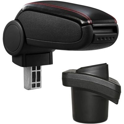 ProTec - Citroen C2 2003-2009 - Mit Fach - Kunstleder Schwarz rote Naht - Center Armrest ProTec - Citroen C2 2003-2009 - Mit Fach - Kunstleder Schwarz rote Naht - Center Armrest