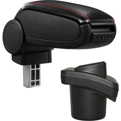 ProTec - Citroen C2 2003-2009 - Mit Fach - Kunstleder Schwarz rote Naht - Center Armrest ProTec - Citroen C2 2003-2009 - Mit Fach - Kunstleder Schwarz rote Naht - Center Armrest