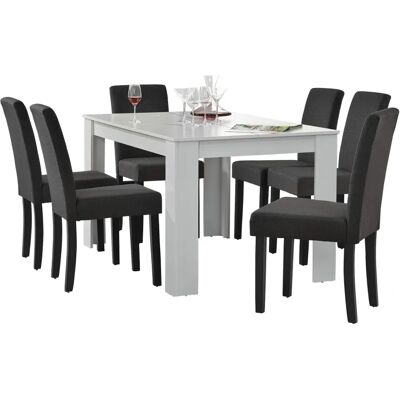 en.casa Conjunto de Comedor Rústico - Blanco y Gris Oscuro en.casa Conjunto de Comedor Rústico - Blanco y Gris Oscuro
