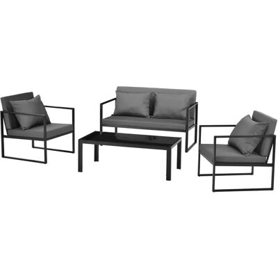 casa.pro Gartenset - 2 Stühle, Sofa, Glastisch - Gartenmöbel casa.pro Gartenset - 2 Stühle, Sofa, Glastisch - Gartenmöbel