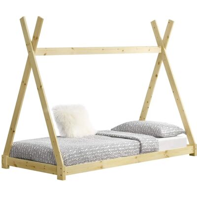 en.casa Lit pour enfants en pin - Structure tipi - 200x90cm - Publicité en.casa Lit pour enfants en pin - Structure tipi - 200x90cm - Publicité