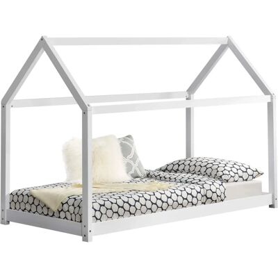 en.casa Lit pour enfants - Forme de maison - Blanc mat - 206x98x142cm - Publicité en.casa Lit pour enfants - Forme de maison - Blanc mat - 206x98x142cm - Publicité