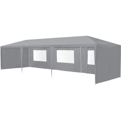 casa.pro - Pavillon pour jardin 900x300x255cm - Structure en acier - Pliable - Gris casa.pro - Pavillon pour jardin 900x300x255cm - Structure en acier - Pliable - Gris