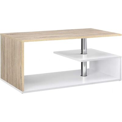 en.casa Haarlem Couchtisch mit Regal 90x50x41cm - Weiß & Eicheffekt en.casa Haarlem Couchtisch mit Regal 90x50x41cm - Weiß & Eicheffekt