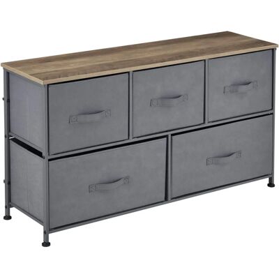 Pro.tec Kommode - 5 Schubladen Stoffaufbewahrung - Grau - Heimorganizer Pro.tec Kommode - 5 Schubladen Stoffaufbewahrung - Grau - Heimorganizer