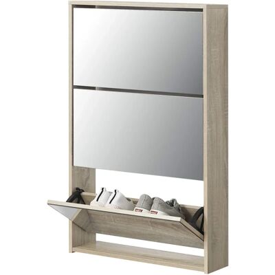 en.casa Armoire à Chaussures avec Miroir - Gain de Place - 102,5x63x17 cm - Publicité en.casa Armoire à Chaussures avec Miroir - Gain de Place - 102,5x63x17 cm - Publicité
