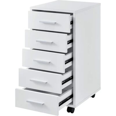 en.casa Armário de escritório - 63x33x38cm - 5 gavetas - Branco - Móveis de escritório en.casa Armário de escritório - 63x33x38cm - 5 gavetas - Branco - Móveis de escritório