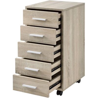 en.casa Büroschrank - 63x33x38cm - 5 Schubladen - Braun - Büromöbel en.casa Büroschrank - 63x33x38cm - 5 Schubladen - Braun - Büromöbel