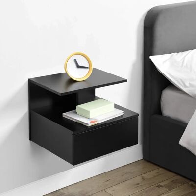 en.casa Étagère Murale avec Tiroir - 40x35x31cm - Noir - Publicité en.casa Étagère Murale avec Tiroir - 40x35x31cm - Noir - Publicité