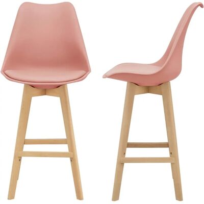 de la casa Tabourets de bar roses avec jambes en bois de hêtre - Moderne, Confortable, Ensemble de 2 - Publicité de la casa Tabourets de bar roses avec jambes en bois de hêtre - Moderne, Confortable, Ensemble de 2 - Publicité