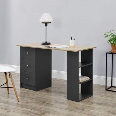 en.casa Bureau Lemberg - Gris Foncé/Effet Bois - 120x49x72cm - Publicité en.casa Bureau Lemberg - Gris Foncé/Effet Bois - 120x49x72cm - Publicité