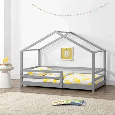 en.casa Lit enfant - Design maison - Pin - Gris clair - 90x200cm - Publicité en.casa Lit enfant - Design maison - Pin - Gris clair - 90x200cm - Publicité