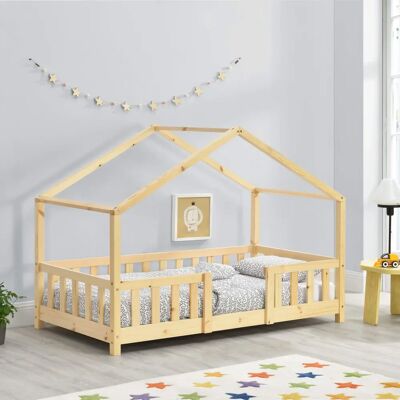 en.casa Kinderbett mit Kiefernholz - Hausform, 80x160cm en.casa Kinderbett mit Kiefernholz - Hausform, 80x160cm