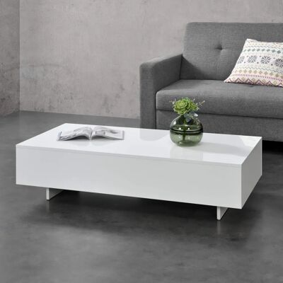 en.casa Table Basse Braunschweig - 115x55x31cm Blanc Brillant en.casa Table Basse Braunschweig - 115x55x31cm Blanc Brillant