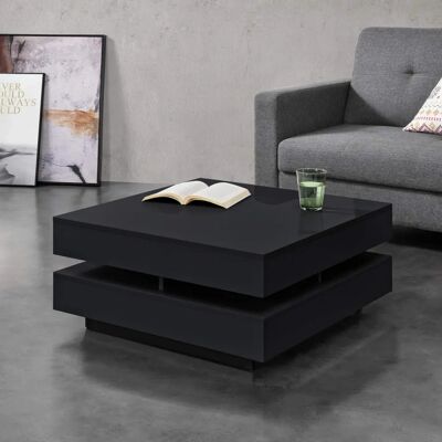 en.casa - Table basse moderne noire avec étagères de rangement - 75x75x35,5cm - Table basse - Publicité en.casa - Table basse moderne noire avec étagères de rangement - 75x75x35,5cm - Table basse - Publicité