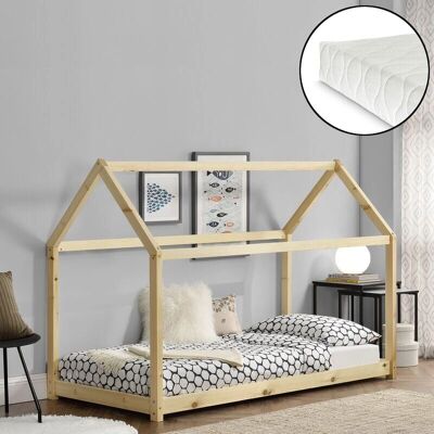 en.casa - Lit pour enfants en forme de maison 90x200cm en pin - Publicité en.casa - Lit pour enfants en forme de maison 90x200cm en pin - Publicité