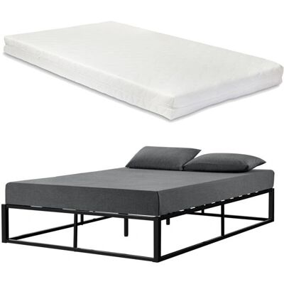 en.casa Letto in Metallo con Materasso in Schiuma Fredda - 160x200cm - Letto Matrimoniale - Nero - Oeko-Tex 100 en.casa Letto in Metallo con Materasso in Schiuma Fredda - 160x200cm - Letto Matrimoniale - Nero - Oeko-Tex 100