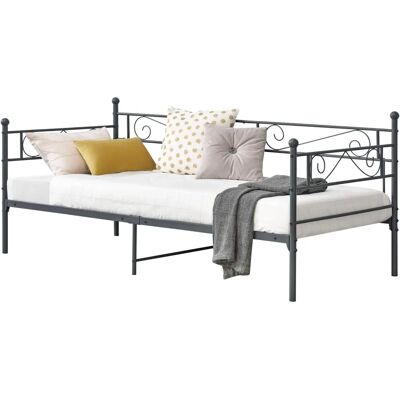 EN.CASA Metallbett 90x200cm Dunkelgrau - Modernes Minimalistisches Design EN.CASA Metallbett 90x200cm Dunkelgrau - Modernes Minimalistisches Design