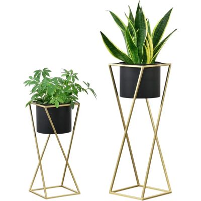 en.casa Metall Pflanzenstützen Set 2 - Gold & Schwarz - 50/70cm Hoch - Innen Außen en.casa Metall Pflanzenstützen Set 2 - Gold & Schwarz - 50/70cm Hoch - Innen Außen