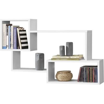 en.casa Étagère Murale Blanche - 87x18x54cm avec 3 Compartiments - Rangement et Décoration - Publicité en.casa Étagère Murale Blanche - 87x18x54cm avec 3 Compartiments - Rangement et Décoration - Publicité