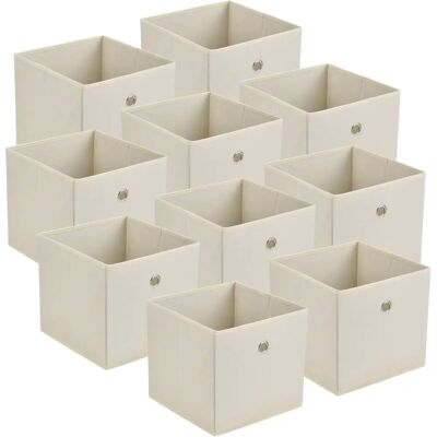 en.casa Ensemble de 10 Boîtes de Rangement Pliables 28x30x30cm - Beige - Publicité en.casa Ensemble de 10 Boîtes de Rangement Pliables 28x30x30cm - Beige - Publicité