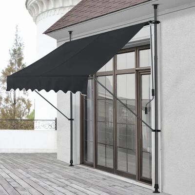 Pro.tec Wandmontierte Markise mit Teleskopstützen - Sonnenschutz 350x120x200-300cm Pro.tec Wandmontierte Markise mit Teleskopstützen - Sonnenschutz 350x120x200-300cm