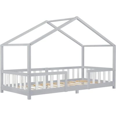 en.casa Lit enfant en pin 200x90 cm barrière de sécurité - Publicité en.casa Lit enfant en pin 200x90 cm barrière de sécurité - Publicité