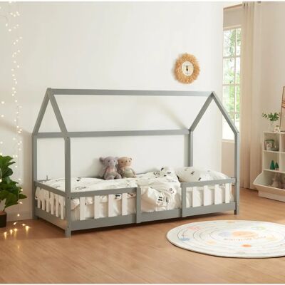 en.casa Lit enfant en forme de maison - supporte 120kg - montage facile - barrières de sécurité - Bois de pin - Mobilier pour enfants - Publicité en.casa Lit enfant en forme de maison - supporte 120kg - montage facile - barrières de sécurité - Bois de pin - Mobilier pour enfants - Publicité