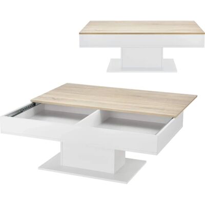 en.casa Table Basse Lünen - Effet bois et blanc - 40x110x60cm - Publicité en.casa Table Basse Lünen - Effet bois et blanc - 40x110x60cm - Publicité